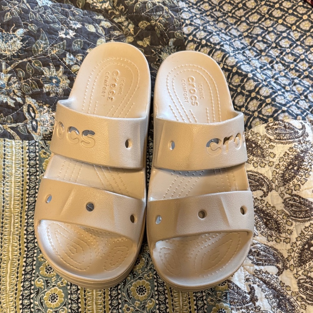 CROCS Light Tan Slide Sandals